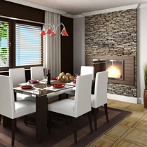 Great American Stone around Fireplace in Dining Room